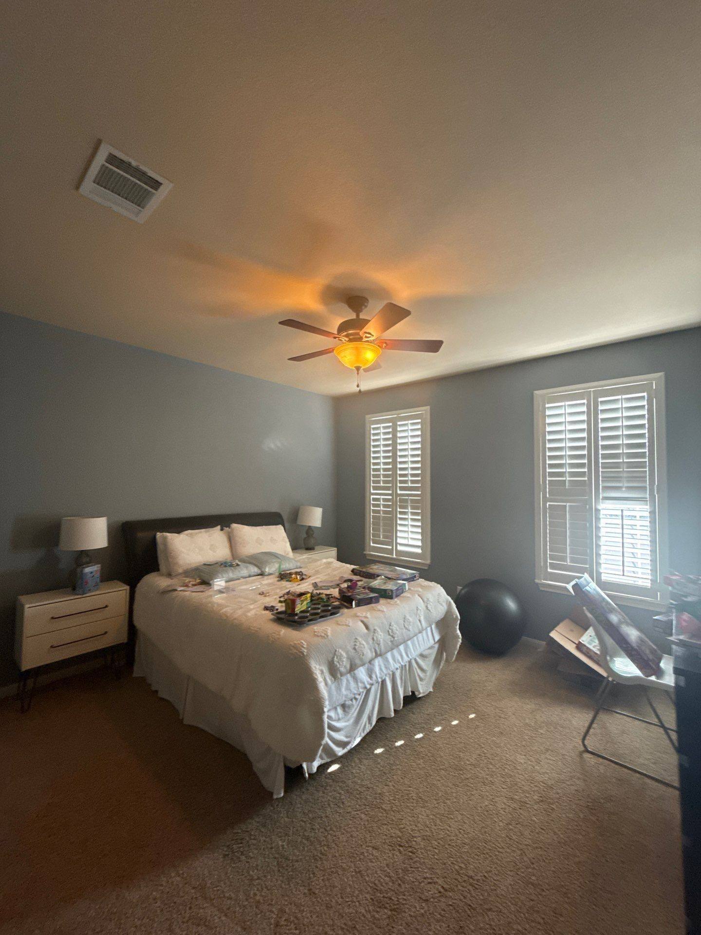 Guest bedroom ceiling ahead of painting