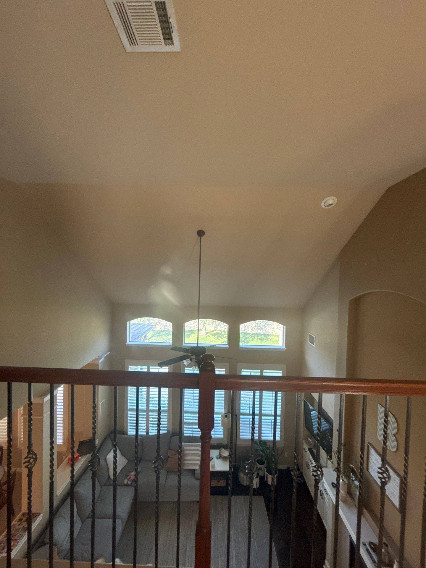 Family room vaulted ceiling ahead of painting