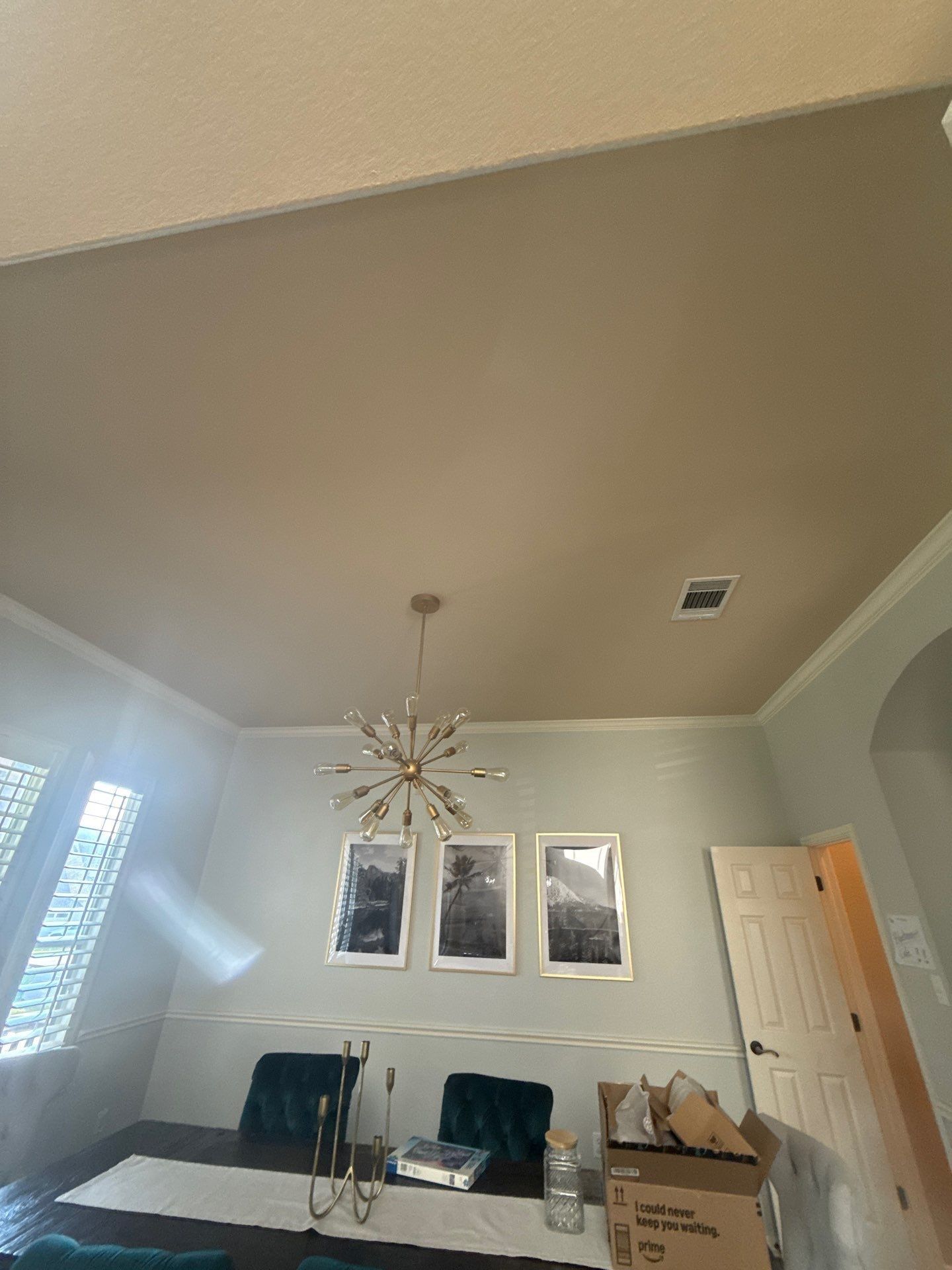 Dining room ceiling ahead of painting
