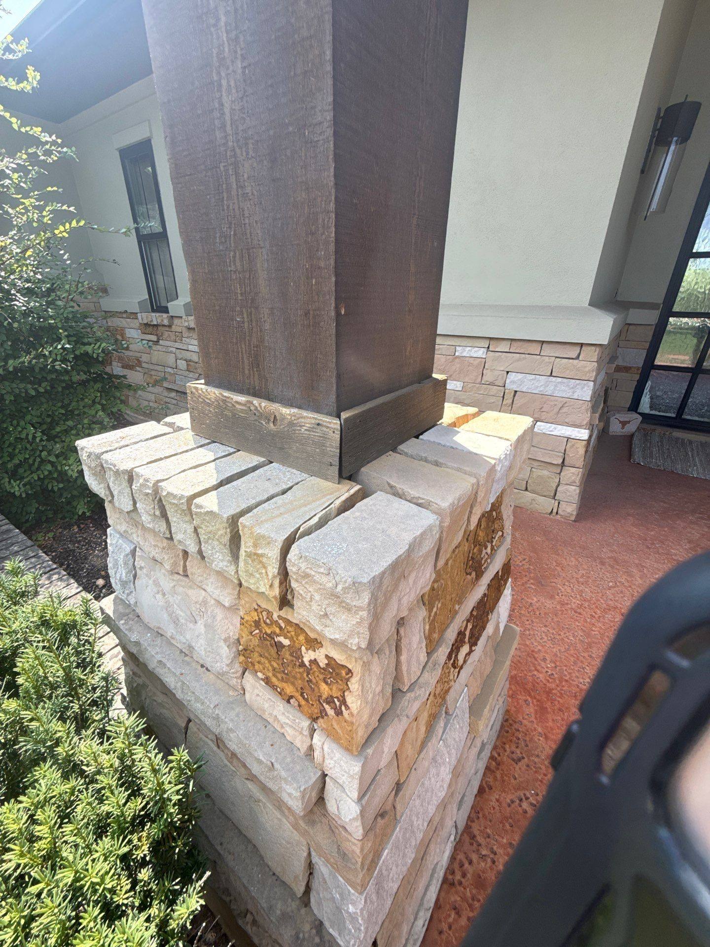 Front porch stone column detail