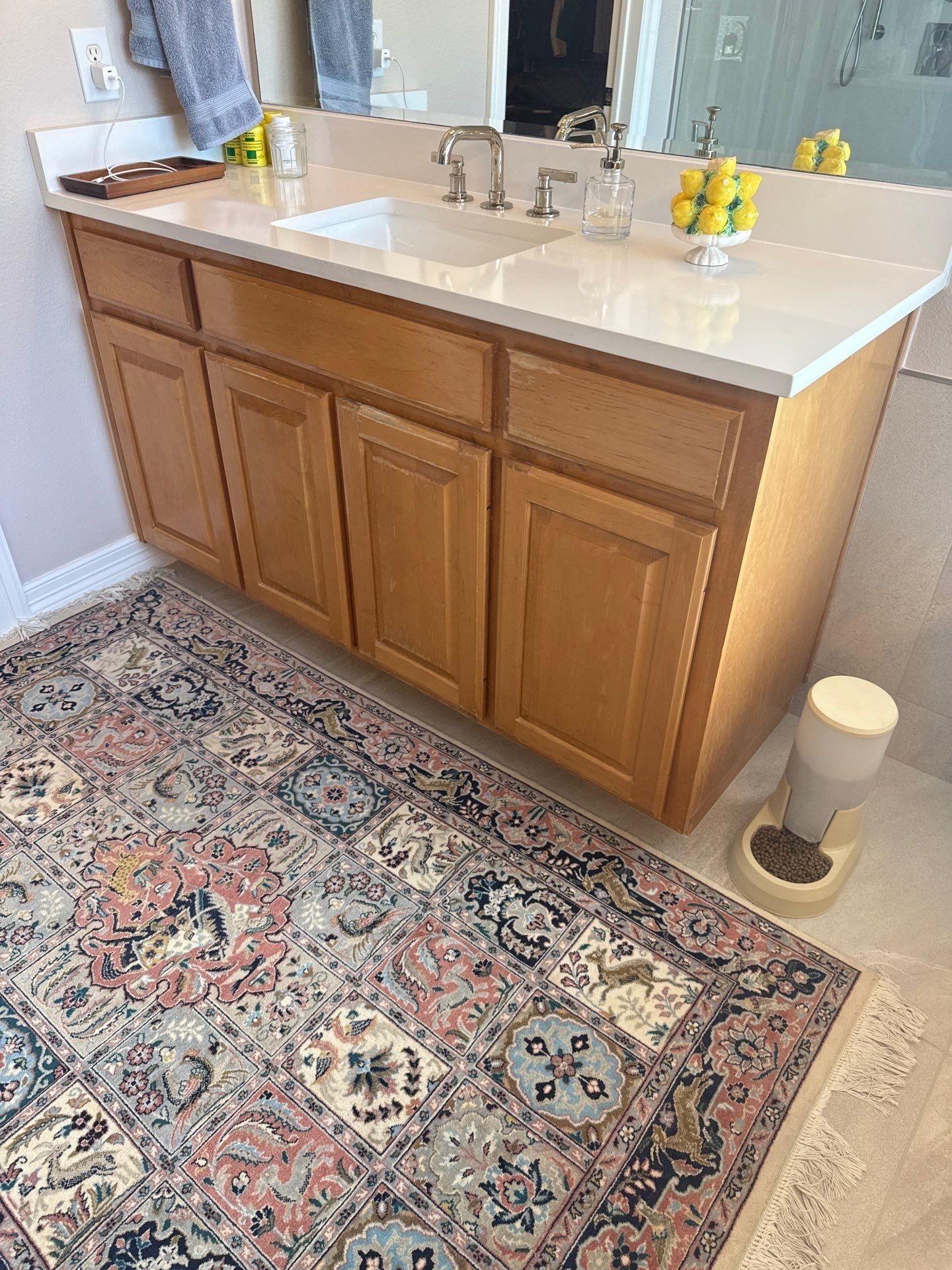 Master bathroom vanity cabinet ahead of refinishing