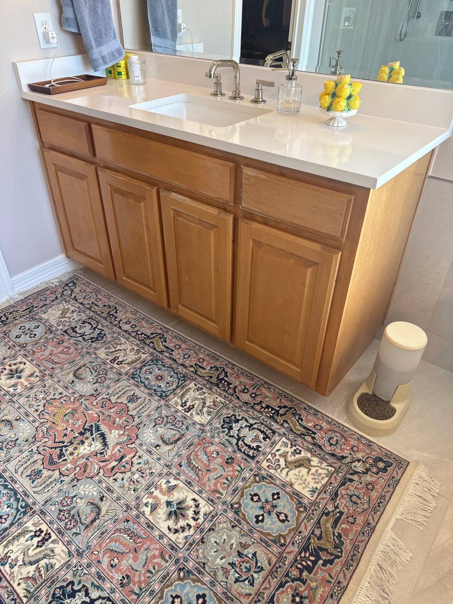 Master bathroom vanity cabinet ahead of refinishing
