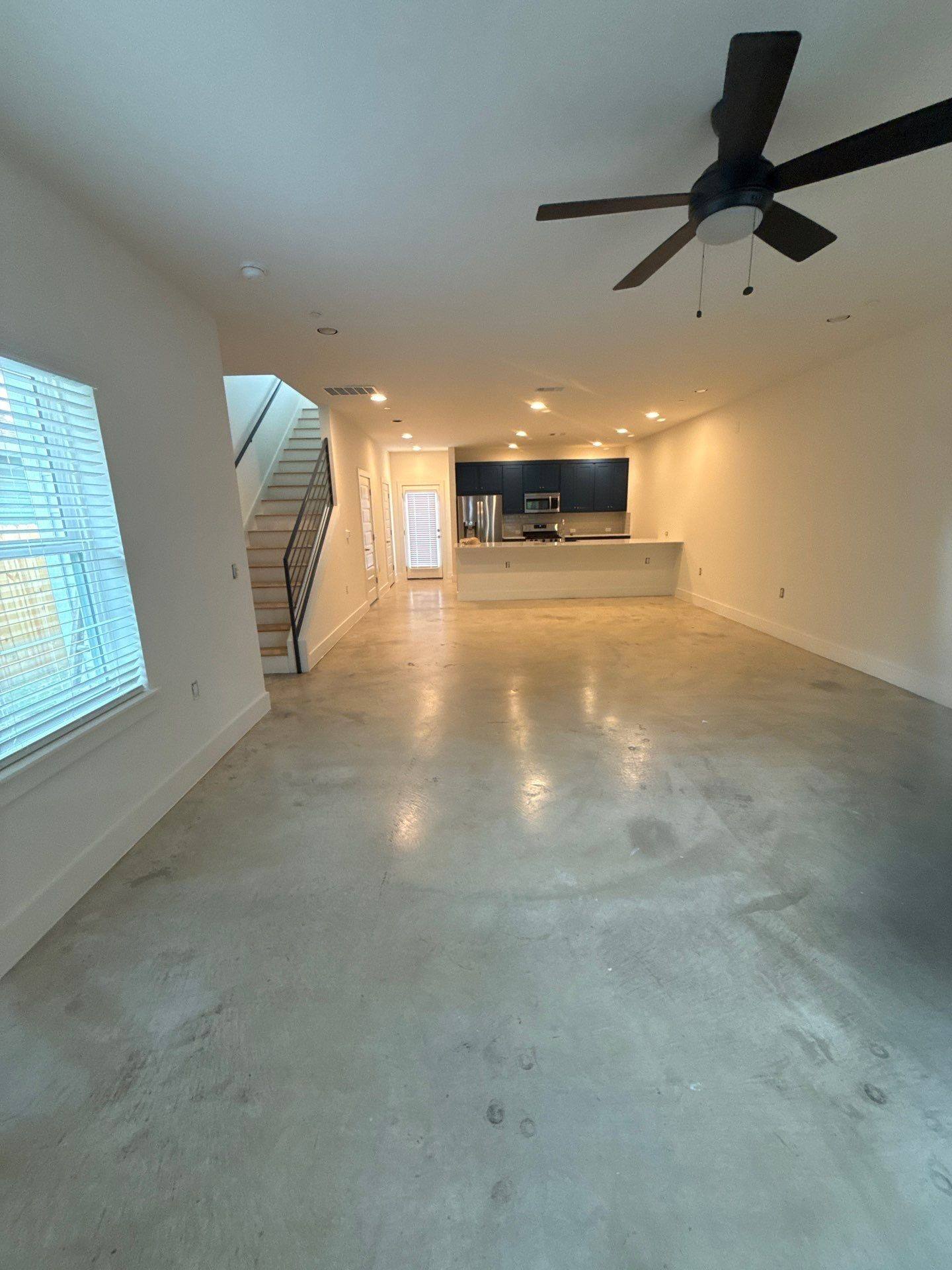 Open living room and kitchen area