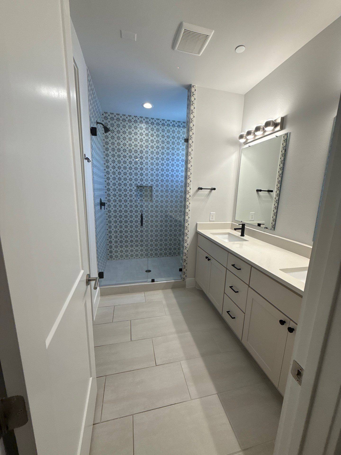 Master bathroom shower and vanity