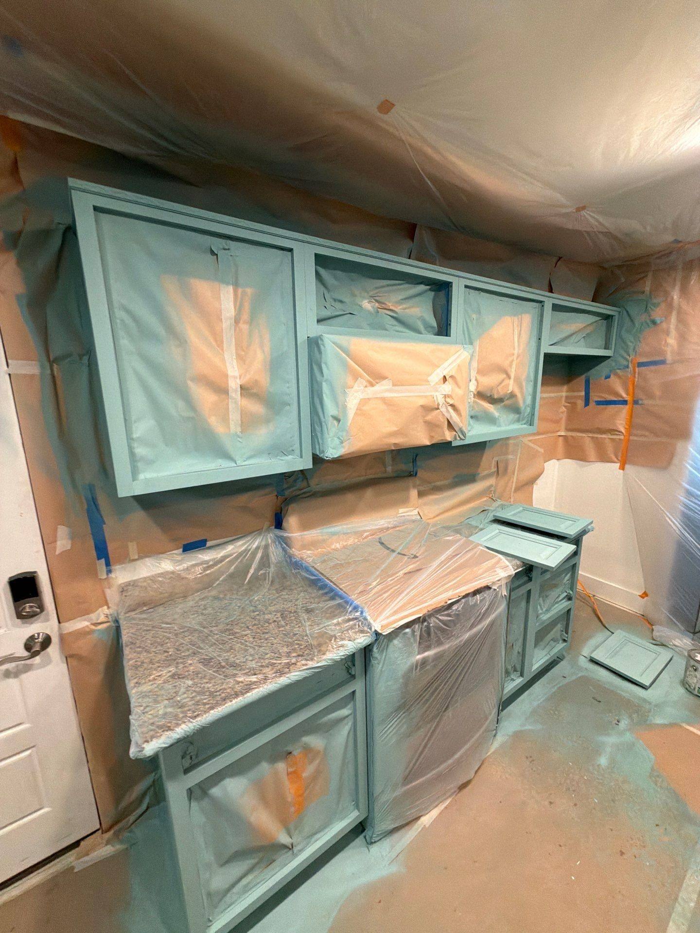Cabinets being refinished