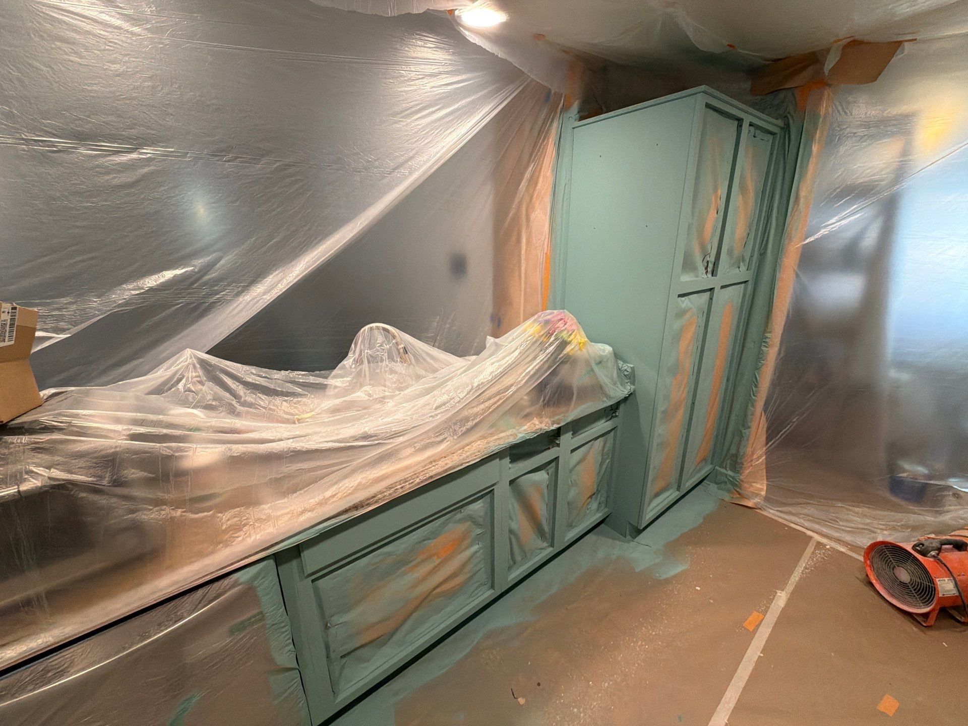 Wardrobe cabinet being refinished