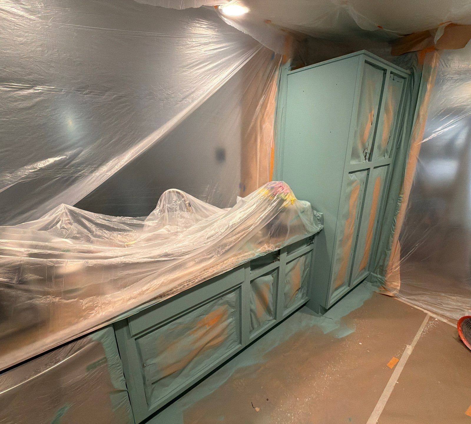 Wardrobe cabinet being refinished
