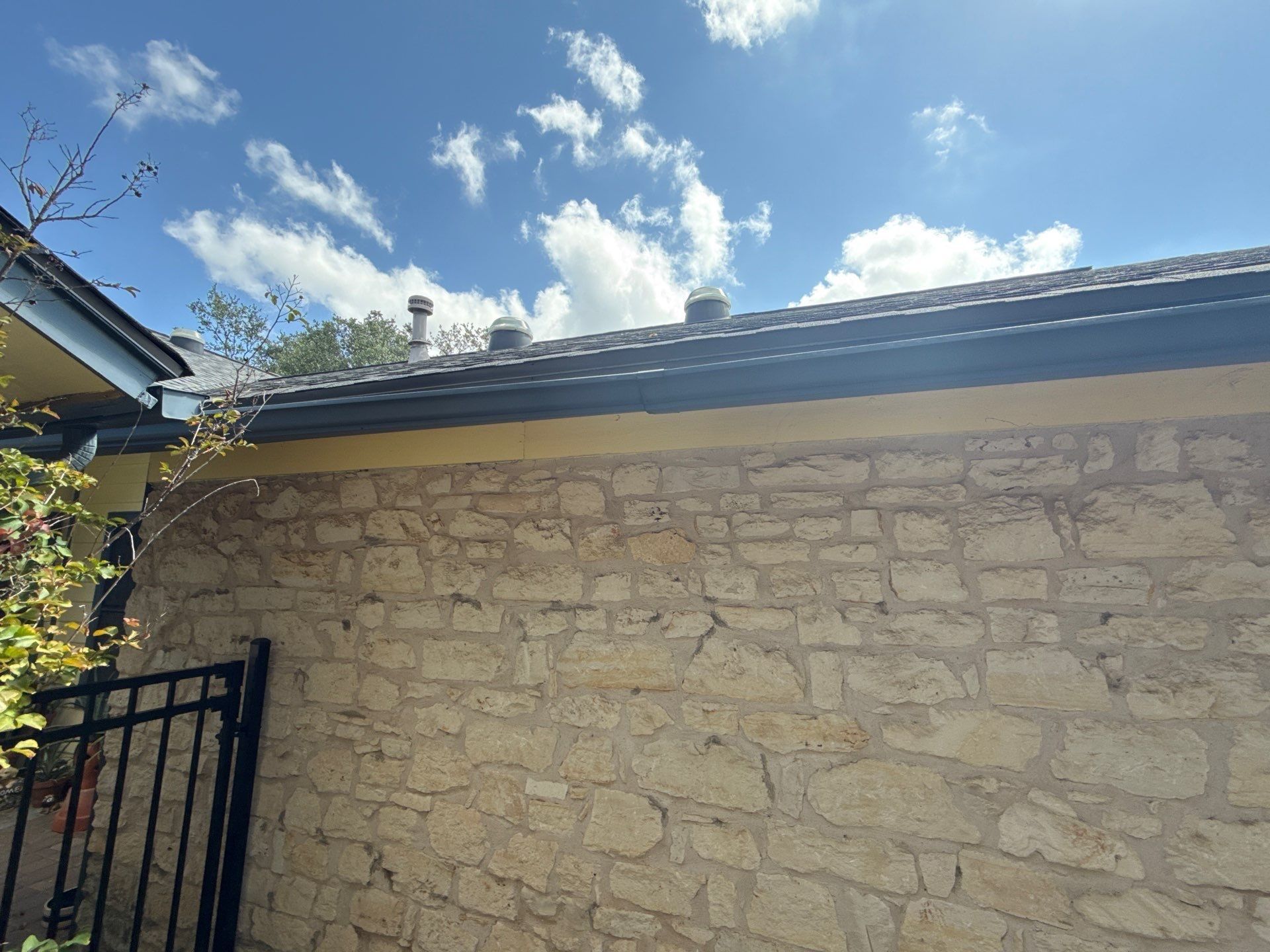 Soffit and stone exterior detail