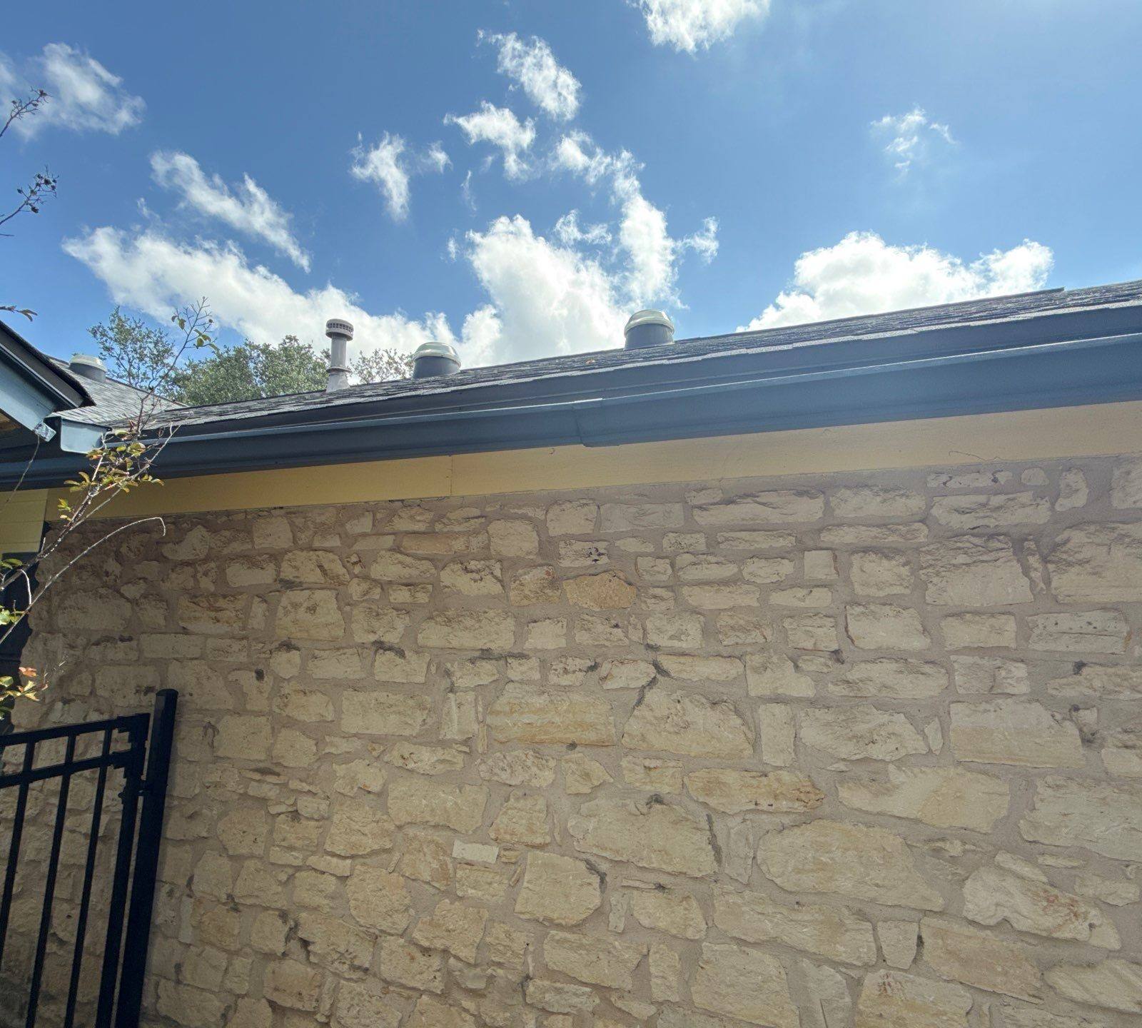 Soffit and stone exterior detail