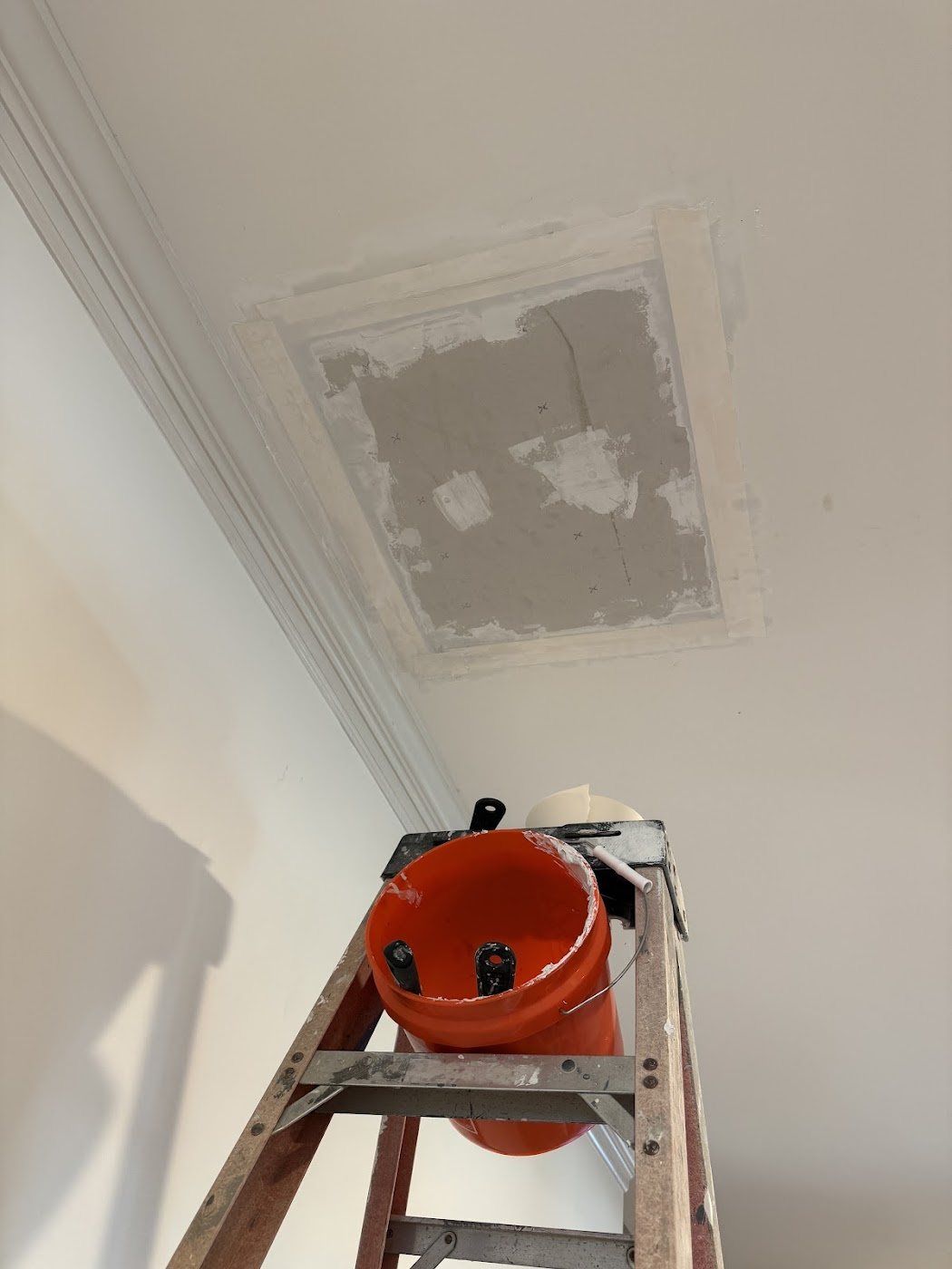 Ceiling Opened, Patched & Finished — after